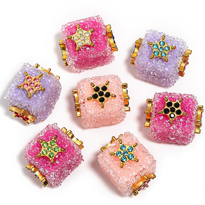 Wholesale 5pcs Diy Heavy-duty Soft Sugar Rhinestone Five-pointed Star Square Beads